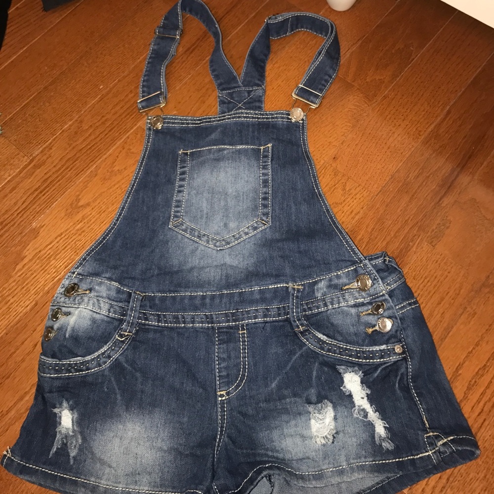 Denim shorts overalls